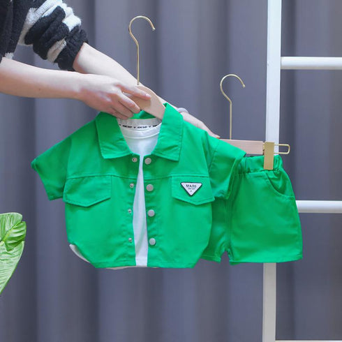 Boys' Polo Short Sleeve Suit Casual Shorts Two Piece Set